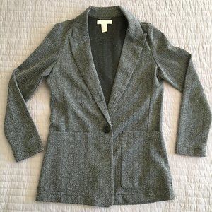 H & M lightweight stretch blazer size 2 black and grey herringbone